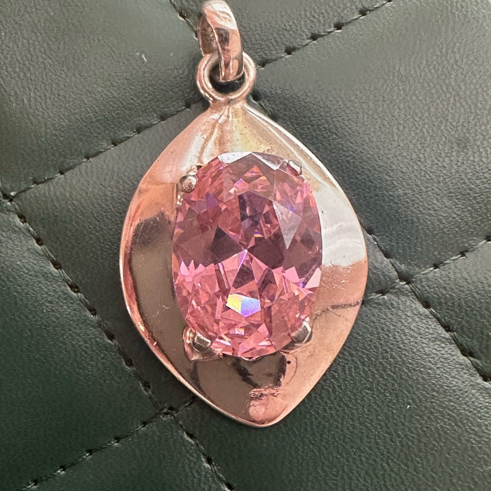 Large Pink Gemstone Pendant - Picture 4 of 14